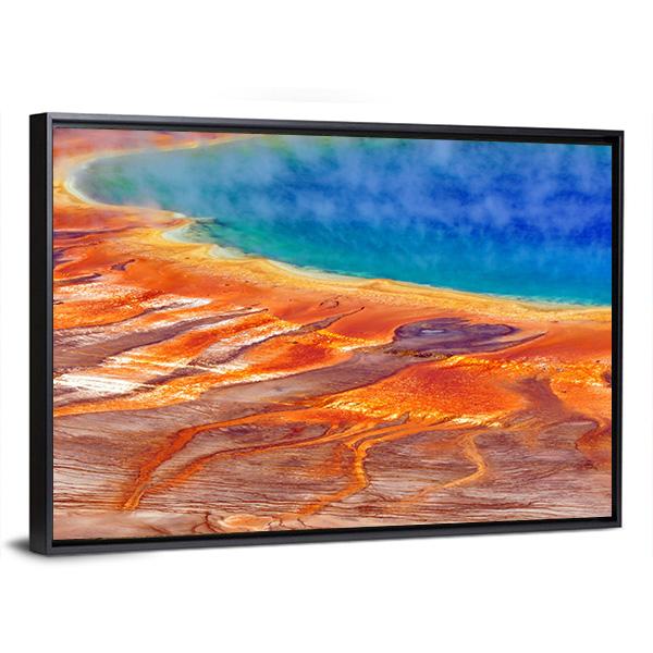 Watercolor Grand Prismatic Spring Canvas Wall Art-5 Horizontal-Gallery Wrap-22" x 12"-Tiaracle