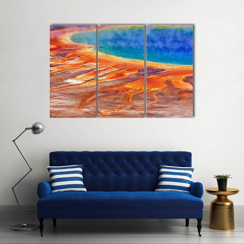 Watercolor Grand Prismatic Spring Canvas Wall Art-3 Horizontal-Gallery Wrap-37" x 24"-Tiaracle