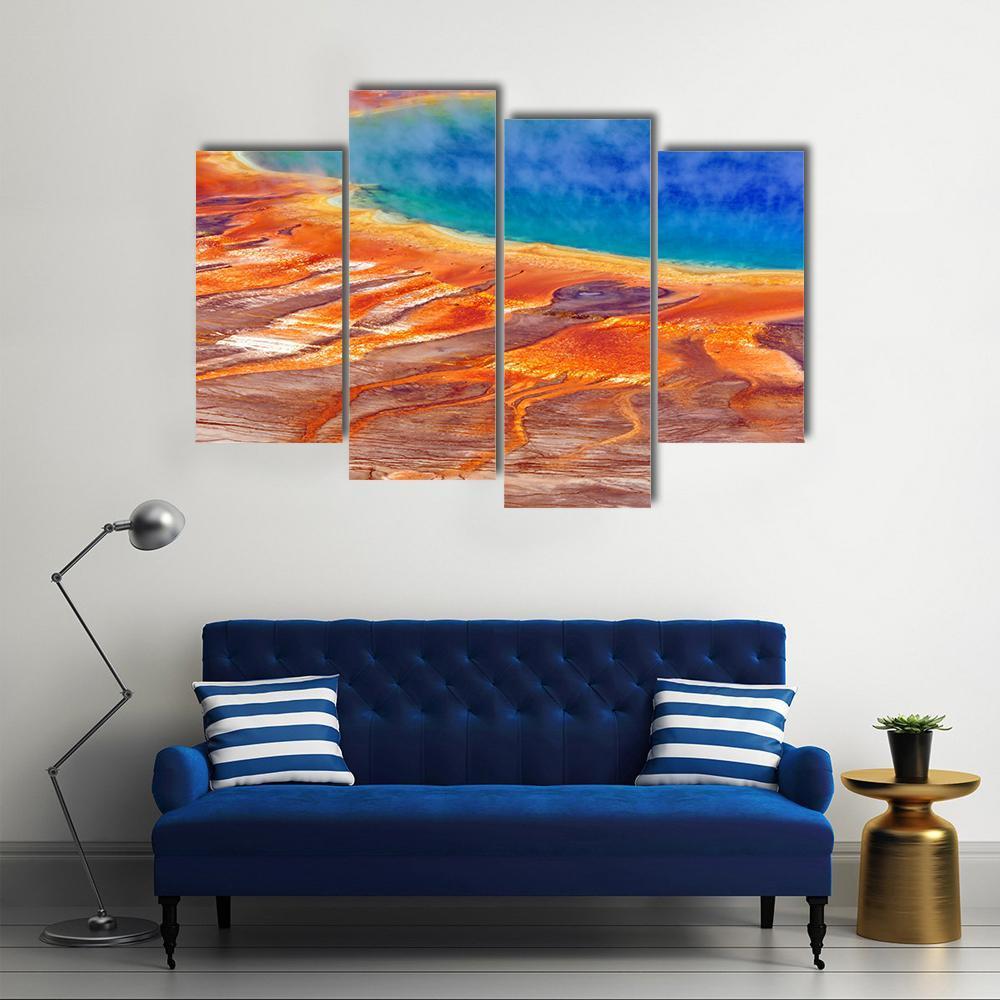 Watercolor Grand Prismatic Spring Canvas Wall Art-4 Pop-Gallery Wrap-50" x 32"-Tiaracle