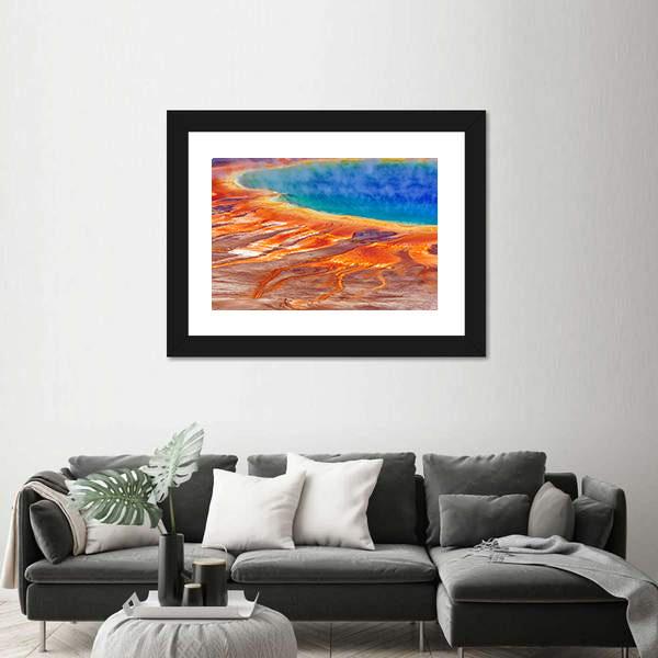 Watercolor Grand Prismatic Spring Panoramic Canvas Wall Art-1 Piece-36" x 12"-Tiaracle