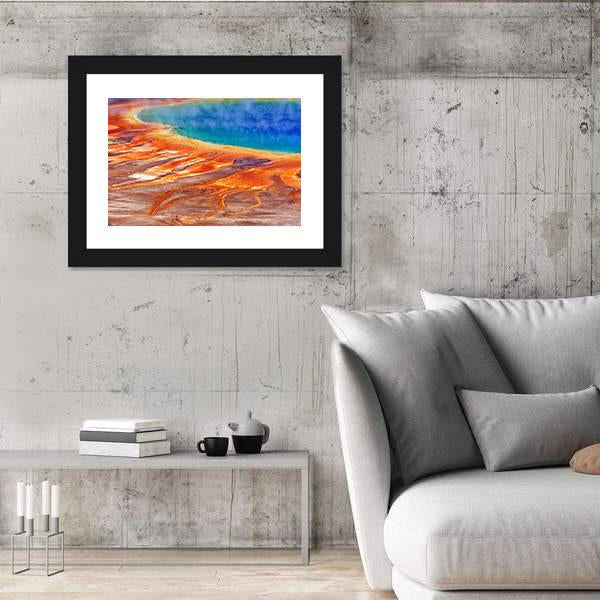 Watercolor Grand Prismatic Spring Panoramic Canvas Wall Art-1 Piece-36" x 12"-Tiaracle