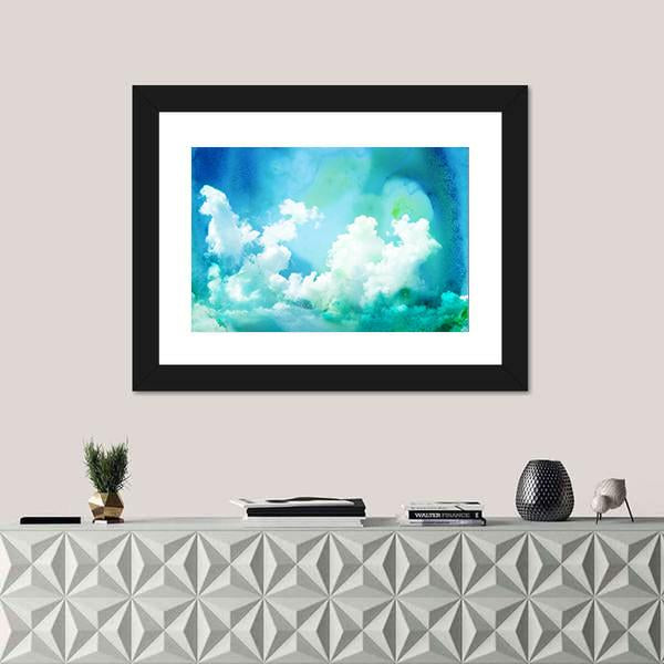 Watercolor Illustration Of Sky Abstract Canvas Wall Art-1 Piece-Framed Print-20" x 16"-Tiaracle