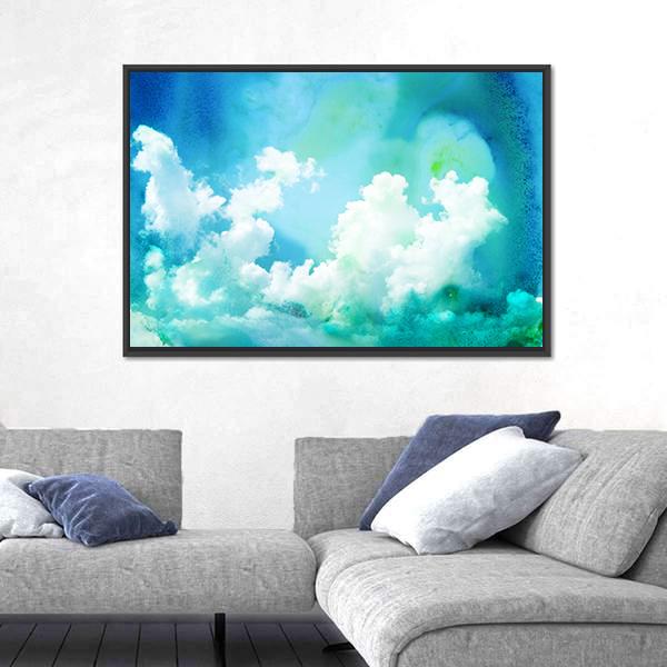 Watercolor Illustration Of Sky Abstract Canvas Wall Art-3 Horizontal-Gallery Wrap-25" x 16"-Tiaracle