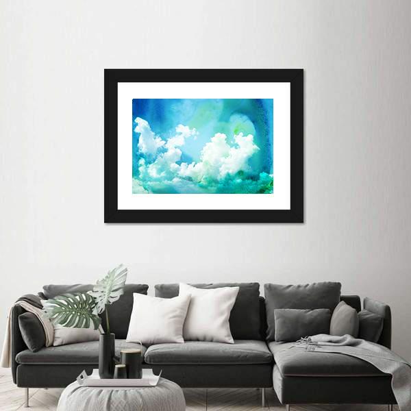 Watercolor Illustration Of Sky Abstract Canvas Wall Art-3 Horizontal-Gallery Wrap-25" x 16"-Tiaracle