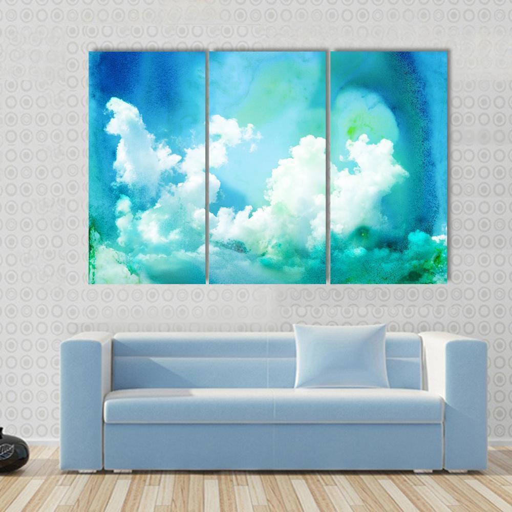 Watercolor Illustration Of Sky Abstract Canvas Wall Art-3 Horizontal-Gallery Wrap-37" x 24"-Tiaracle