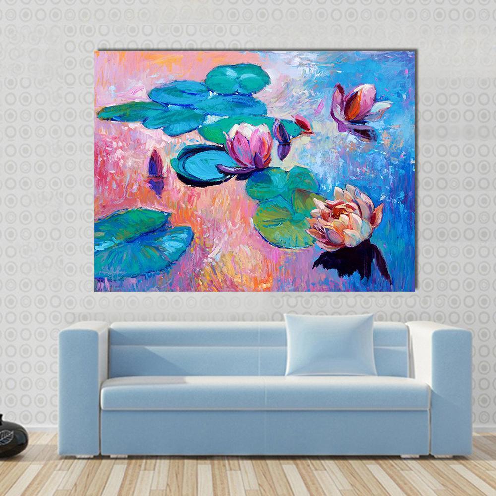 Watercolor Lilies Canvas Wall Art-1 Piece-Gallery Wrap-48&quot; x 32&quot;-Tiaracle