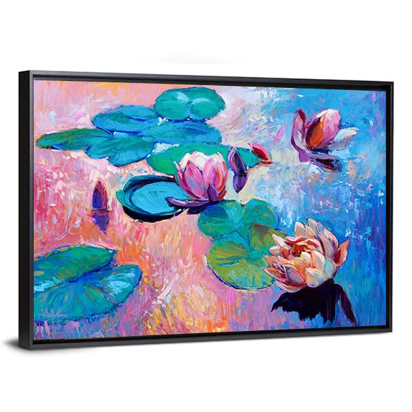 Watercolor Lilies Canvas Wall Art-3 Horizontal-Gallery Wrap-25&quot; x 16&quot;-Tiaracle
