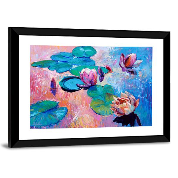 Watercolor Lilies Canvas Wall Art-3 Horizontal-Gallery Wrap-25&quot; x 16&quot;-Tiaracle