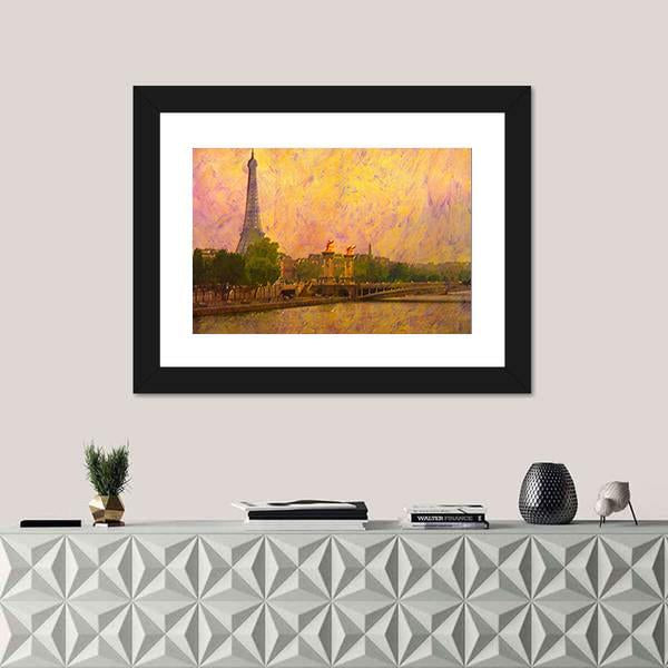Watercolor Painting Of Eiffel Tower Paris Canvas Wall Art-1 Piece-Framed Print-20&quot; x 16&quot;-Tiaracle