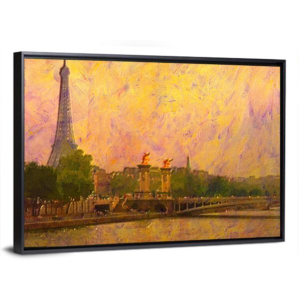 Watercolor Painting Of Eiffel Tower Paris Canvas Wall Art-3 Horizontal-Gallery Wrap-25&quot; x 16&quot;-Tiaracle