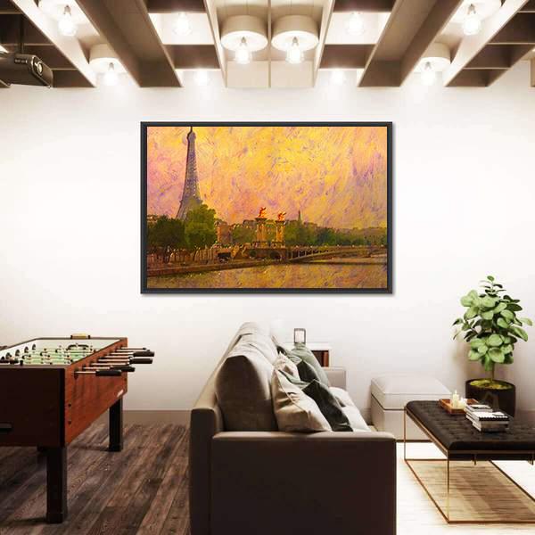 Watercolor Painting Of Eiffel Tower Paris Canvas Wall Art-3 Horizontal-Gallery Wrap-25&quot; x 16&quot;-Tiaracle