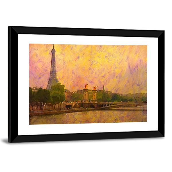 Watercolor Painting Of Eiffel Tower Paris Canvas Wall Art-3 Horizontal-Gallery Wrap-25&quot; x 16&quot;-Tiaracle