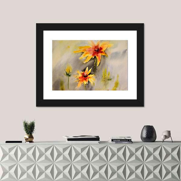 Watercolor Painting Of The Beautiful Flowers Abstract Canvas Wall Art-1 Piece-Framed Print-20" x 16"-Tiaracle