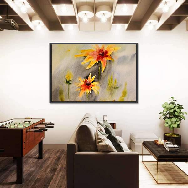 Watercolor Painting Of The Beautiful Flowers Abstract Canvas Wall Art-3 Horizontal-Gallery Wrap-25&quot; x 16&quot;-Tiaracle