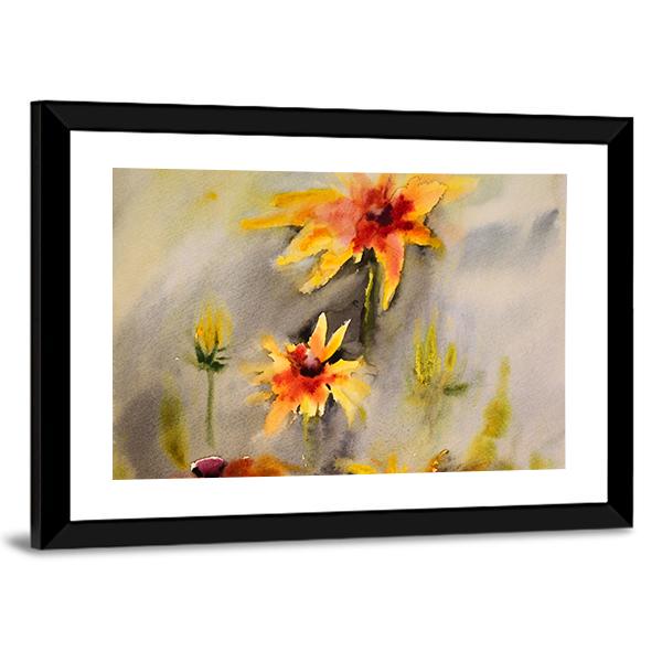 Watercolor Painting Of The Beautiful Flowers Abstract Canvas Wall Art-3 Horizontal-Gallery Wrap-25&quot; x 16&quot;-Tiaracle