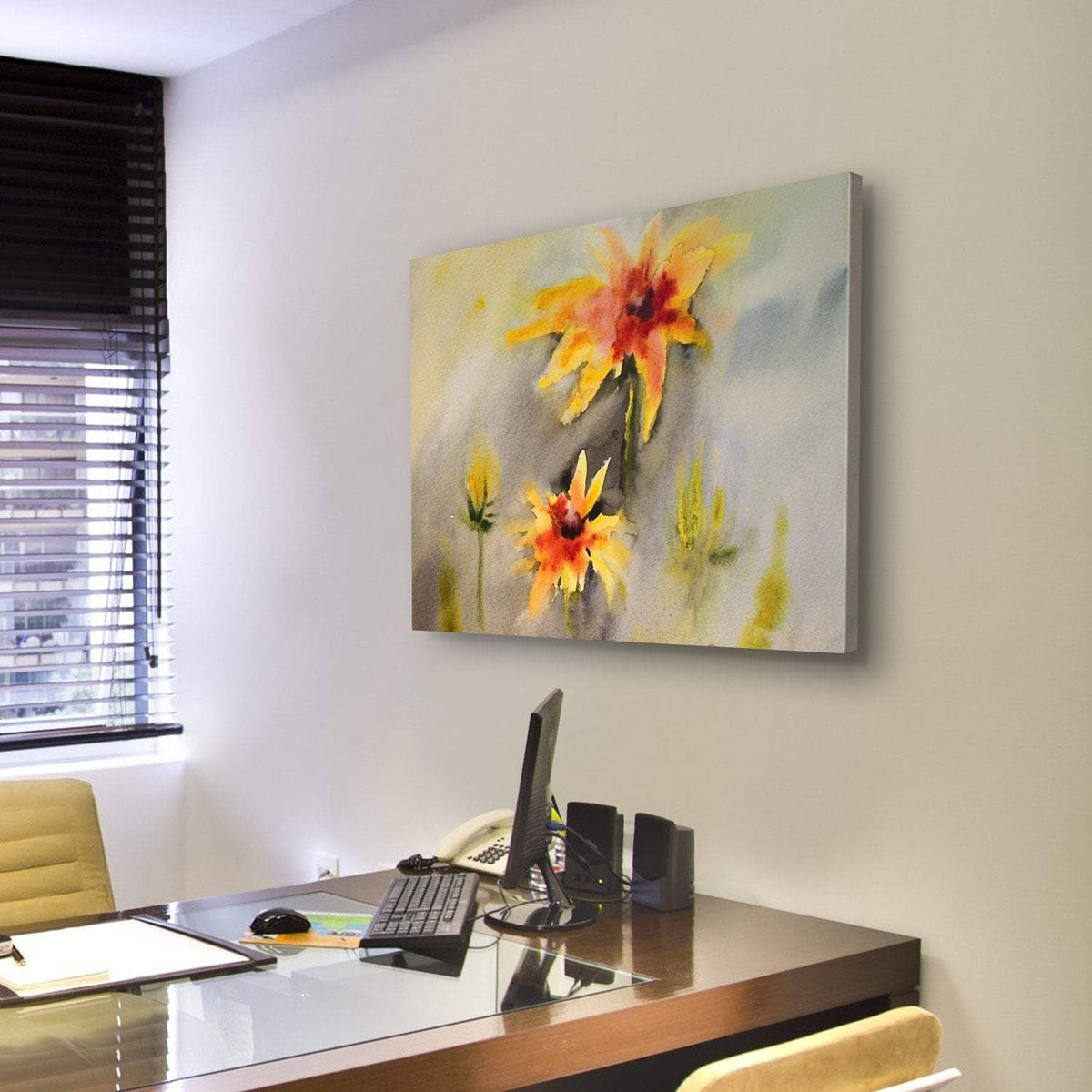 Watercolor Painting Of The Beautiful Flowers Abstract Canvas Wall Art-3 Horizontal-Gallery Wrap-25&quot; x 16&quot;-Tiaracle