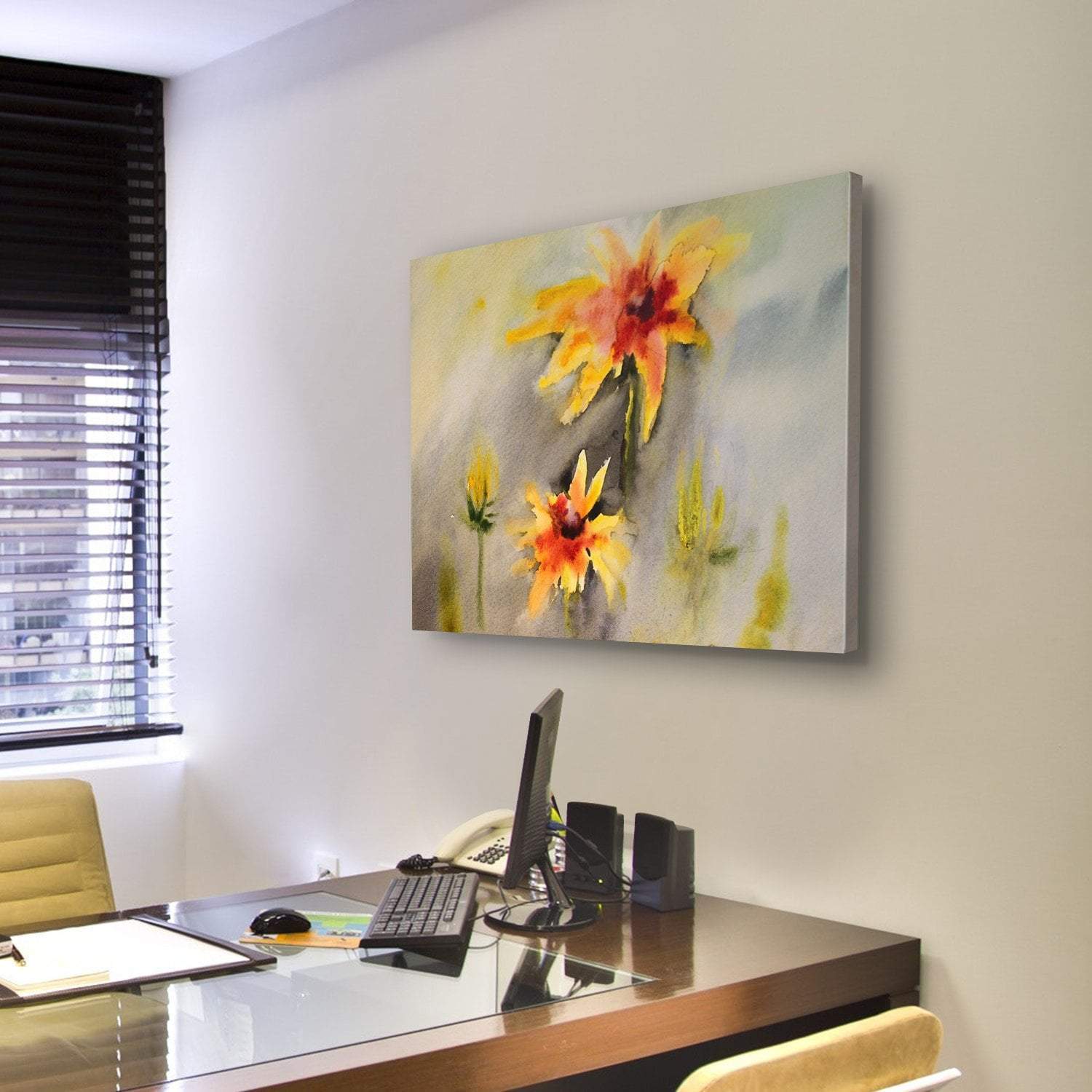 Watercolor Painting Of The Beautiful Flowers Abstract Canvas Wall Art-3 Horizontal-Gallery Wrap-25" x 16"-Tiaracle