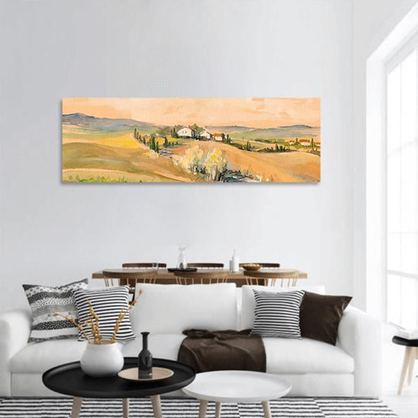 Tuscany Hill Panoramic Canvas Wall Art-3 Piece-25" x 08"-Tiaracle