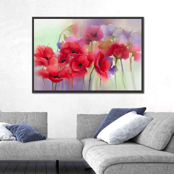 Watercolor Flower Painting on Canvas Panel 11x14. Floral Wall Art, Title:  Red Lilli 