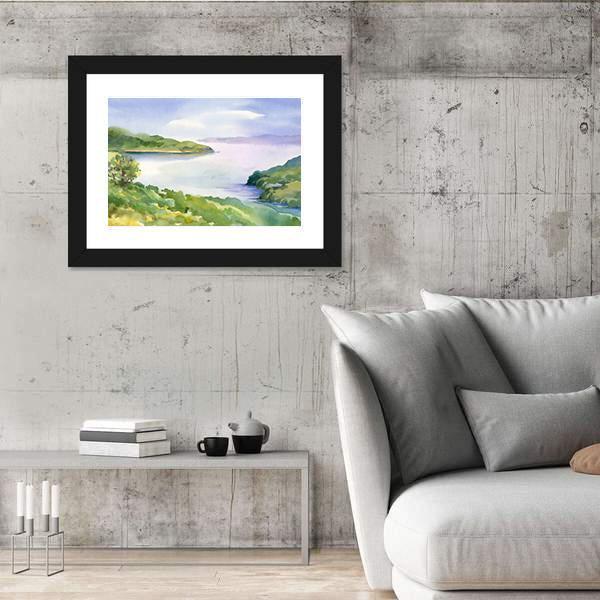 Watercolor River Nature Landscape Canvas Wall Art-3 Horizontal-Gallery Wrap-25" x 16"-Tiaracle