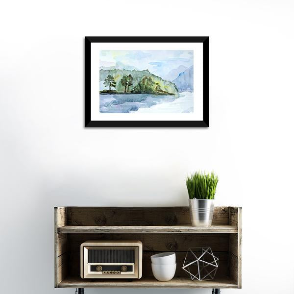 Watercolor Seascape Canvas Wall Art-1 Piece-Framed Print-20" x 16"-Tiaracle