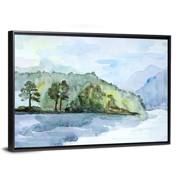 Watercolor Seascape Canvas Wall Art-3 Horizontal-Gallery Wrap-25&quot; x 16&quot;-Tiaracle
