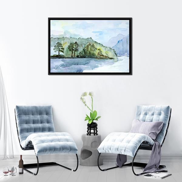 Watercolor Seascape Canvas Wall Art-3 Horizontal-Gallery Wrap-25&quot; x 16&quot;-Tiaracle