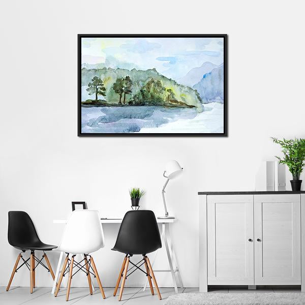 Watercolor Seascape Canvas Wall Art-3 Horizontal-Gallery Wrap-25&quot; x 16&quot;-Tiaracle