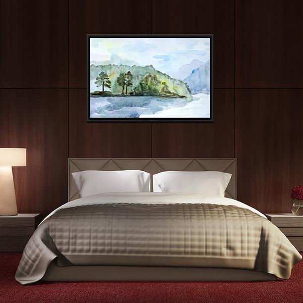 Watercolor Seascape Canvas Wall Art-3 Horizontal-Gallery Wrap-25" x 16"-Tiaracle