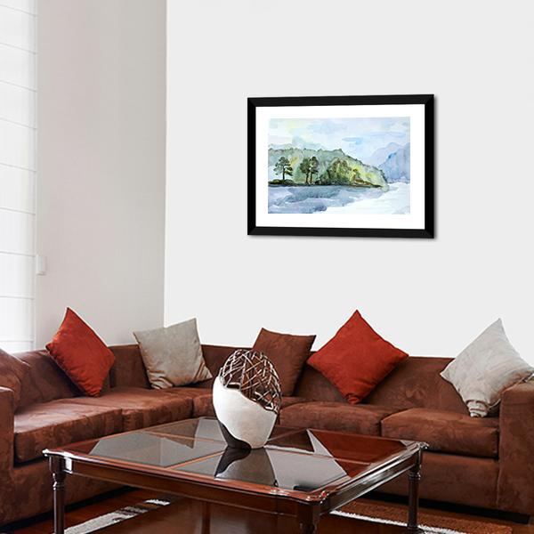 Watercolor Seascape Canvas Wall Art-3 Horizontal-Gallery Wrap-25&quot; x 16&quot;-Tiaracle