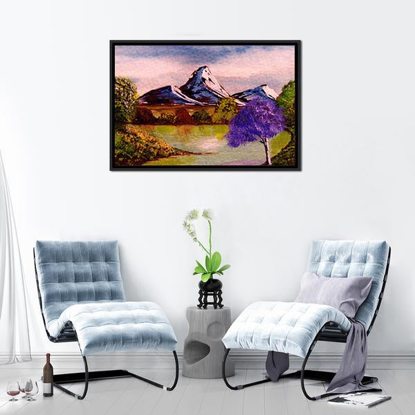 Watercolor Sketch Of Mountains Canvas Wall Art-3 Horizontal-Gallery Wrap-25" x 16"-Tiaracle