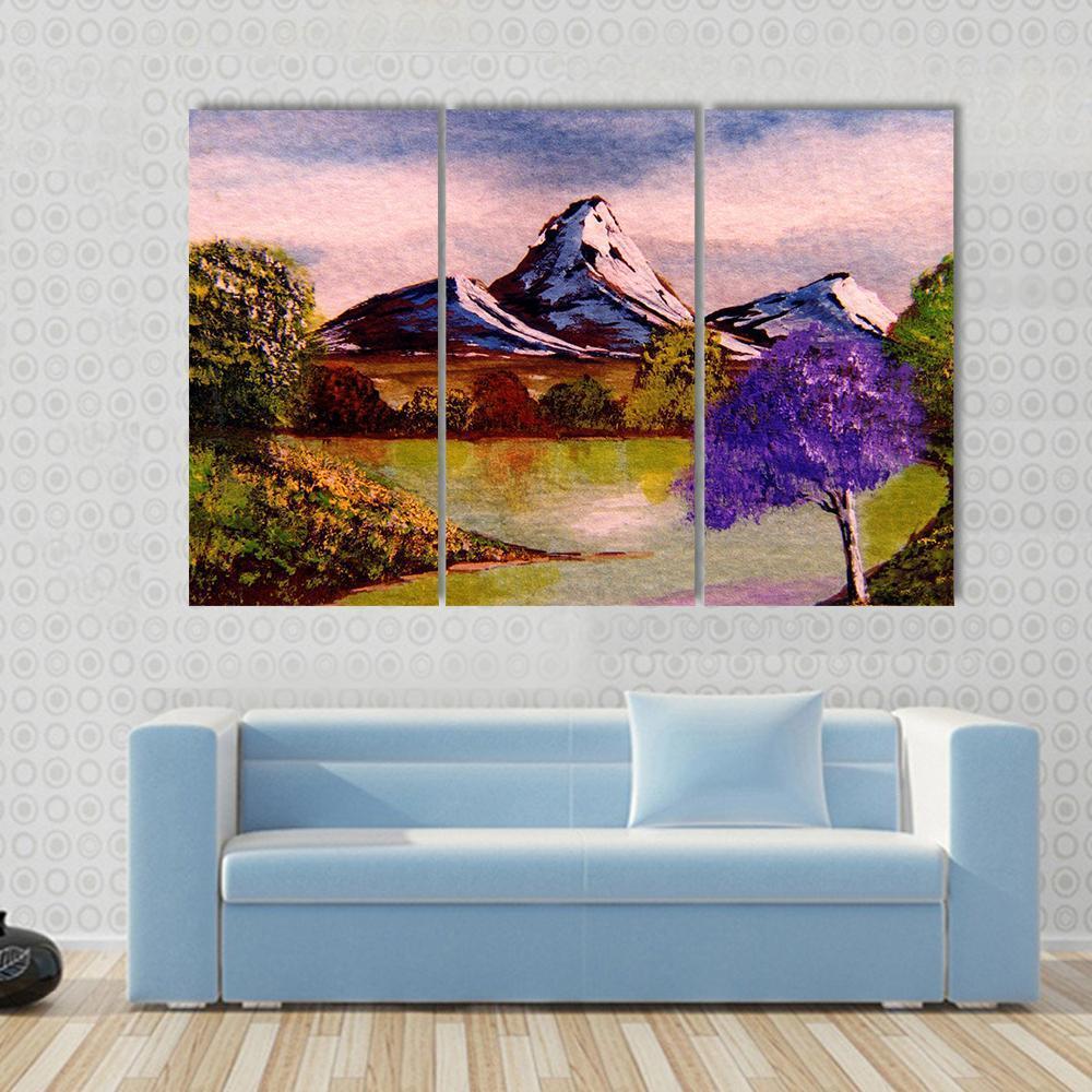 Watercolor Sketch Of Mountains Canvas Wall Art-3 Horizontal-Gallery Wrap-37&quot; x 24&quot;-Tiaracle