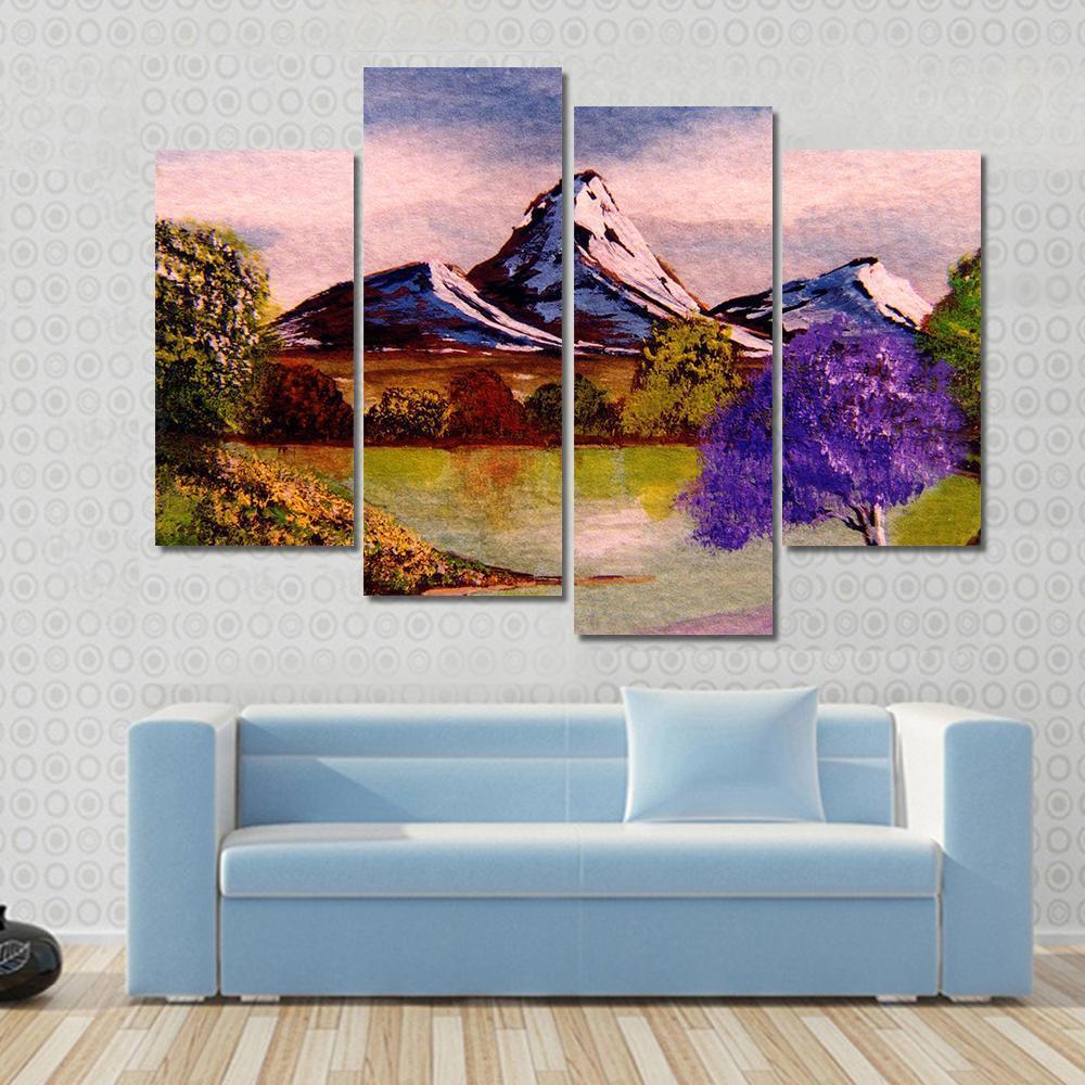 Watercolor Sketch Of Mountains Canvas Wall Art-4 Pop-Gallery Wrap-50&quot; x 32&quot;-Tiaracle