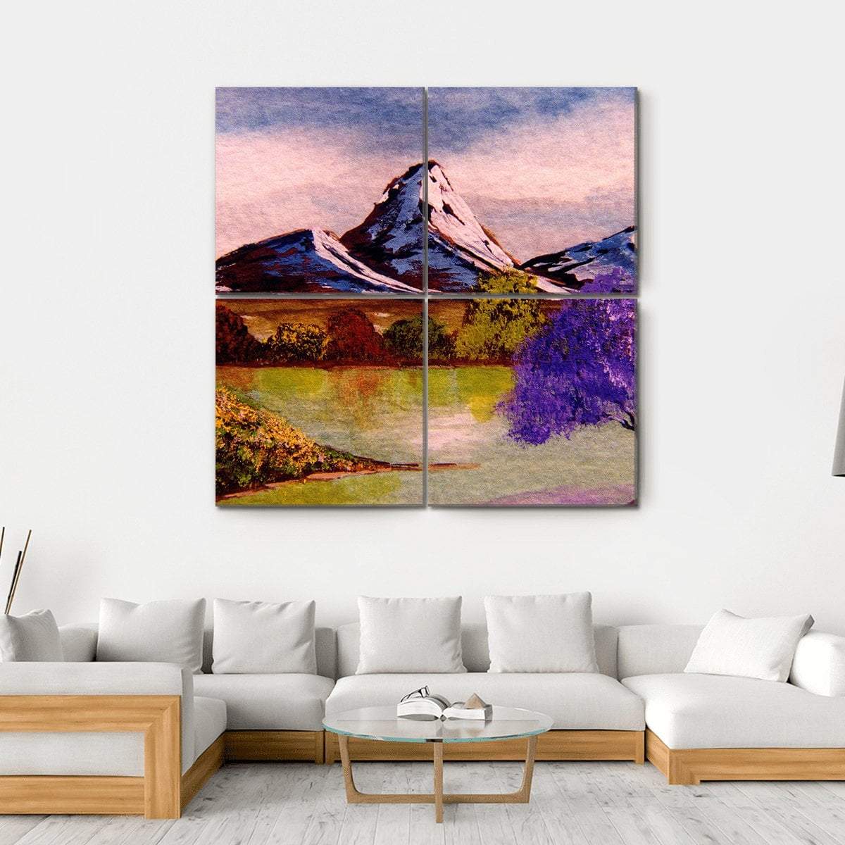 Watercolor Sketch Of Mountains Canvas Wall Art-4 Square-Gallery Wrap-17" x 17"-Tiaracle