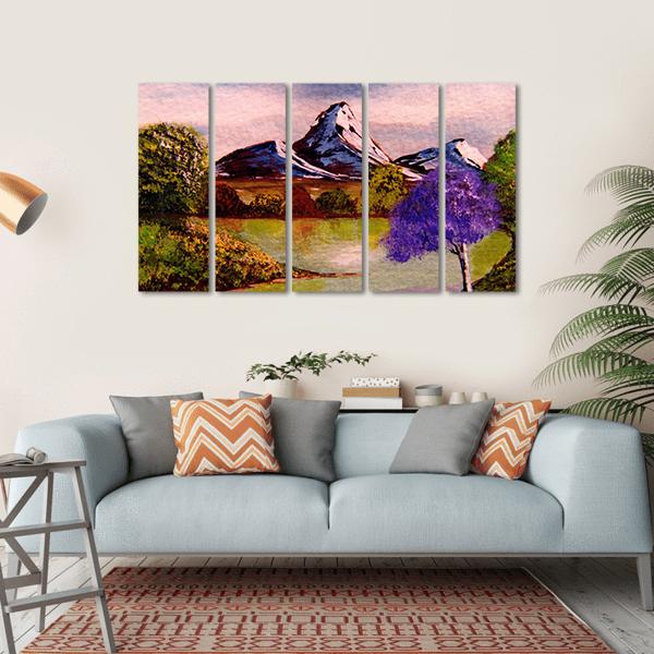Watercolor Sketch Of Mountains Canvas Wall Art-5 Horizontal-Gallery Wrap-22" x 12"-Tiaracle