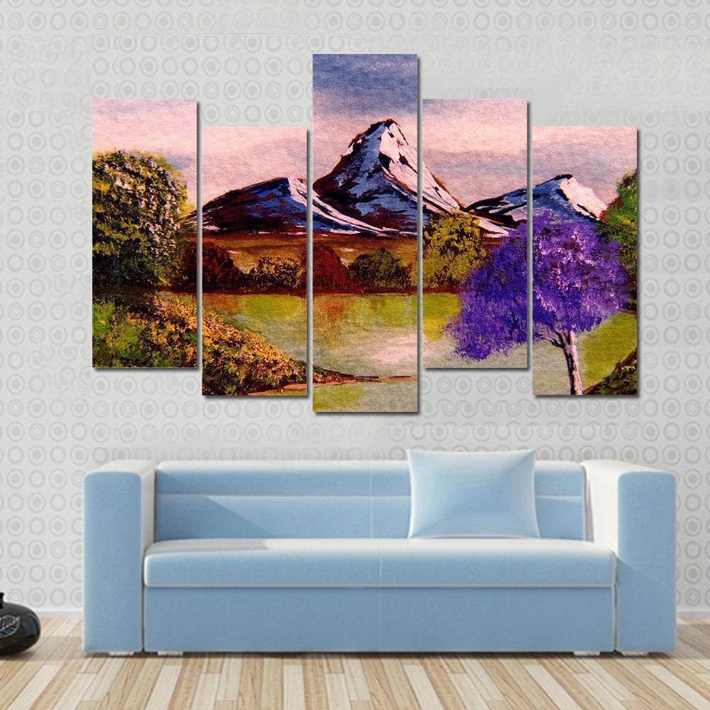 Watercolor Sketch Of Mountains Canvas Wall Art-5 Pop-Gallery Wrap-47&quot; x 32&quot;-Tiaracle