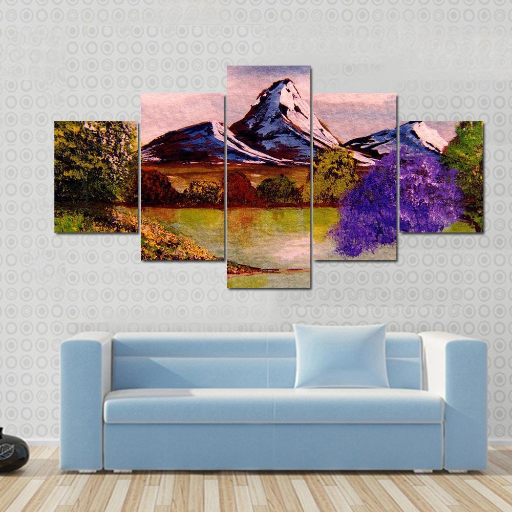 Watercolor Sketch Of Mountains Canvas Wall Art-3 Horizontal-Gallery Wrap-37" x 24"-Tiaracle