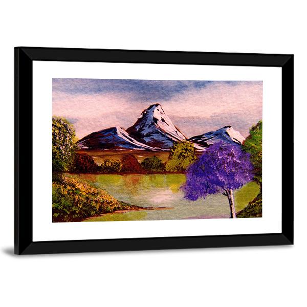 Watercolor Sketch Of Mountains Canvas Wall Art-5 Horizontal-Gallery Wrap-22" x 12"-Tiaracle