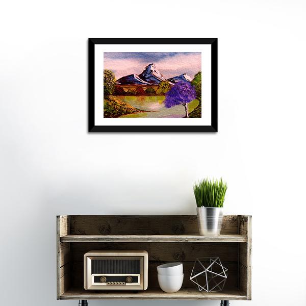 Watercolor Sketch Of Mountains Canvas Wall Art-1 Piece-Framed Print-20" x 16"-Tiaracle