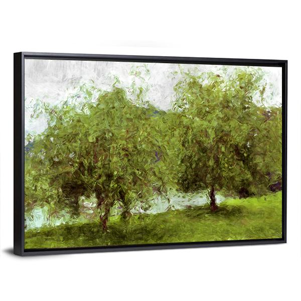 Watercolor Sketch Of Two Green Trees Canvas Wall Art-3 Horizontal-Gallery Wrap-25" x 16"-Tiaracle