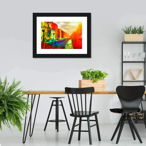 Watercolor Street Canvas Wall Art-3 Horizontal-Gallery Wrap-25" x 16"-Tiaracle