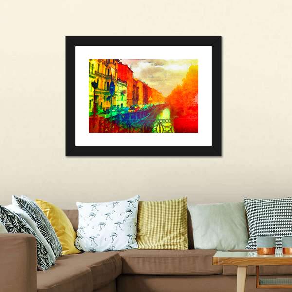 Watercolor Street Canvas Wall Art-1 Piece-Framed Print-20&quot; x 16&quot;-Tiaracle