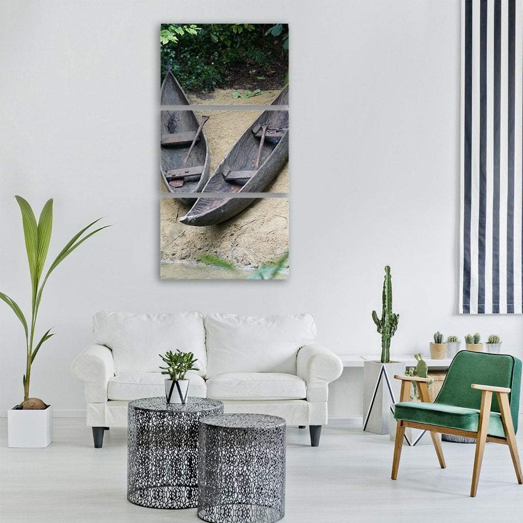 Watercraft Wood Padel Vertical Canvas Wall Art-3 Vertical-Gallery Wrap-12" x 25"-Tiaracle