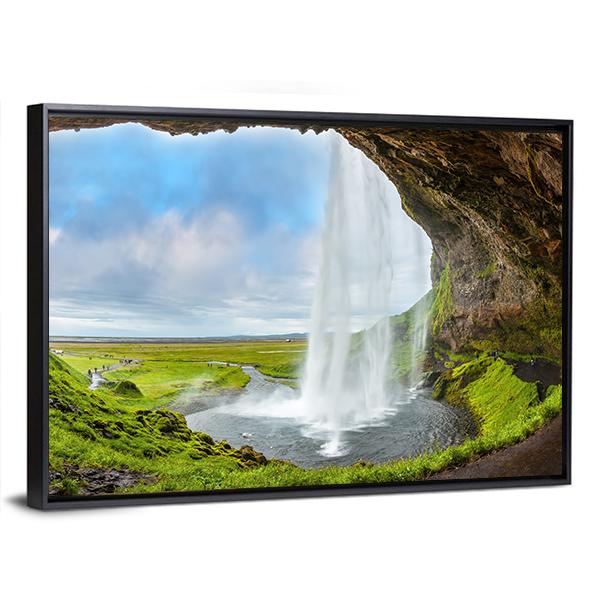 Waterfall Above The Cave Vertical Canvas Wall Art-3 Vertical-Gallery Wrap-12" x 25"-Tiaracle