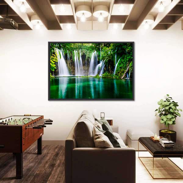 Waterfall And Plitvice Lake Canvas Wall Art-3 Horizontal-Gallery Wrap-25" x 16"-Tiaracle