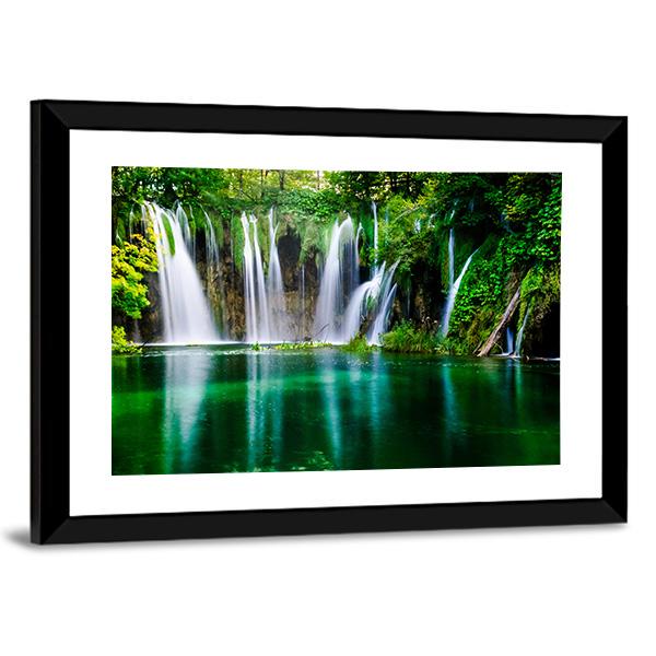 Waterfall And Plitvice Lake Canvas Wall Art-5 Horizontal-Gallery Wrap-22" x 12"-Tiaracle