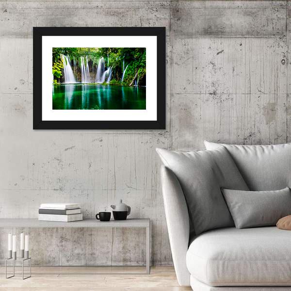 Waterfall And Plitvice Lake Canvas Wall Art-5 Horizontal-Gallery Wrap-22" x 12"-Tiaracle