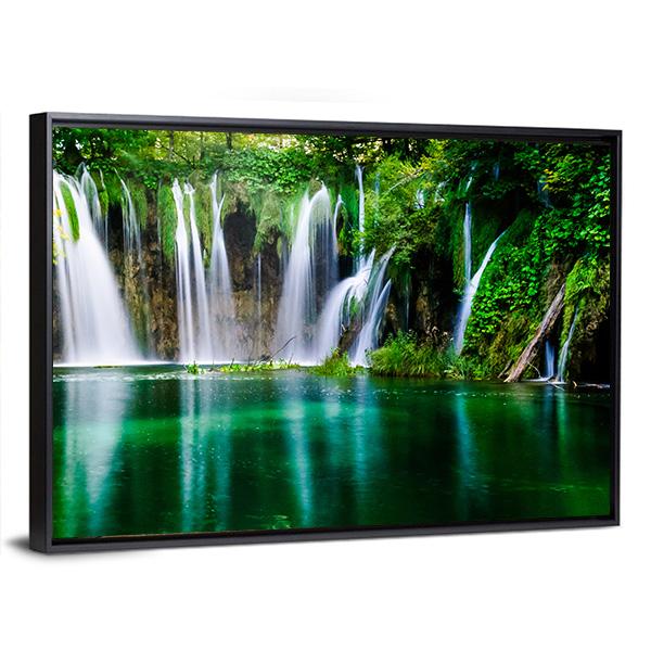 Waterfall And Plitvice Lake Canvas Wall Art-5 Horizontal-Gallery Wrap-22" x 12"-Tiaracle