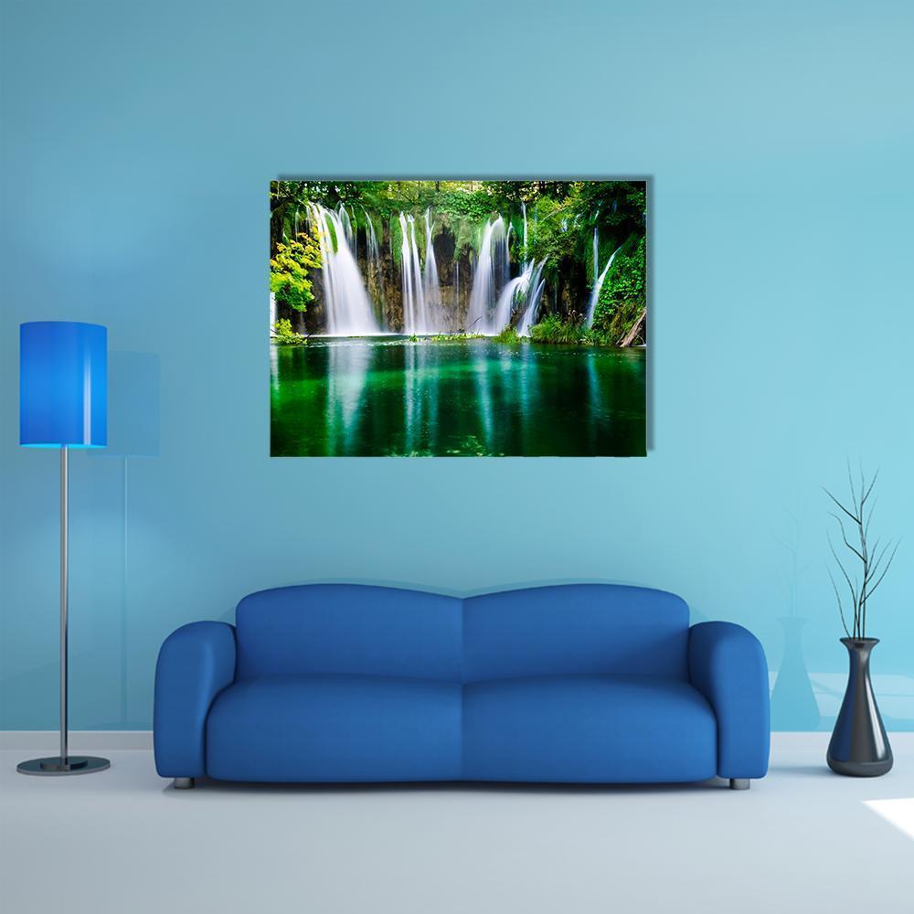 Waterfall And Plitvice Lake Canvas Wall Art-4 Horizontal-Gallery Wrap-34" x 24"-Tiaracle