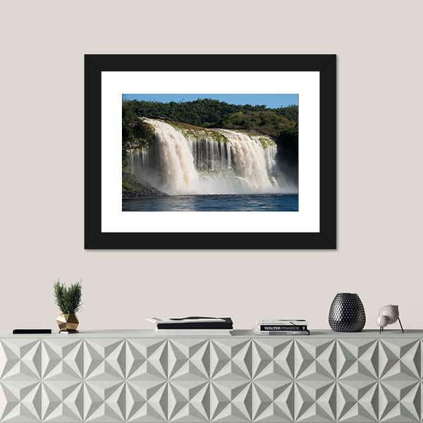 Waterfall At Canaima In Venezuela Canvas Wall Art-1 Piece-Framed Print-20" x 16"-Tiaracle